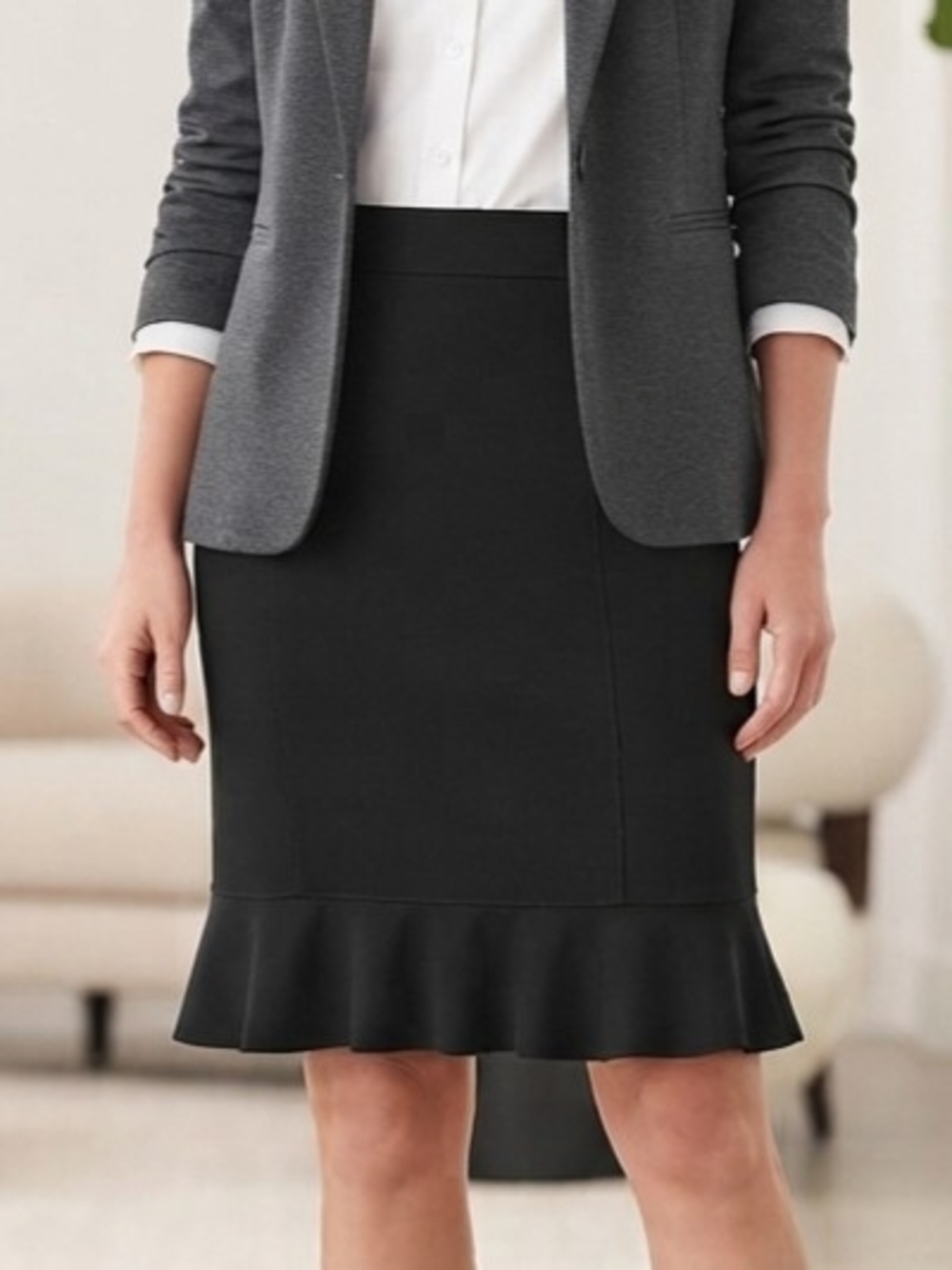 Joseph Ribkoff Black Pencil Skirt with Ruffle Hem Size 8